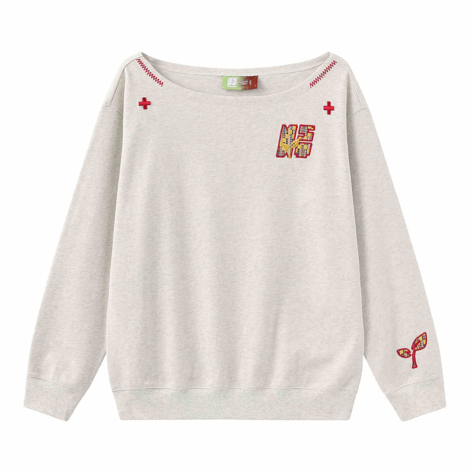 Women’s Slanted Shoulder Embroidered Long-Sleeve Cotton Sweatshirt - Image 5