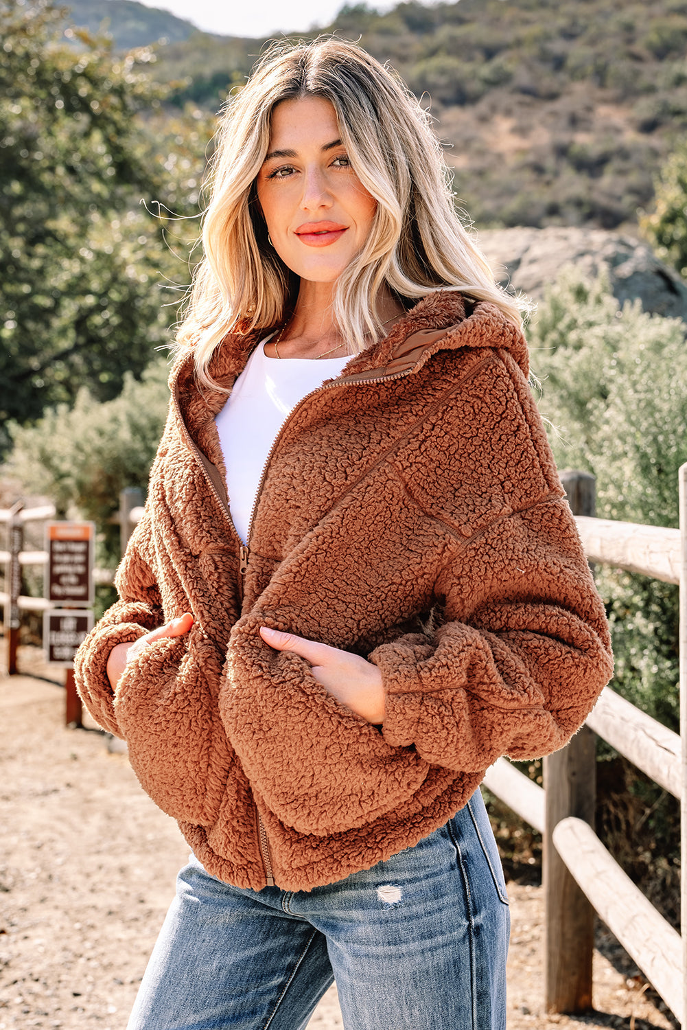 Bethany Up Hooded Sherpa Jacket