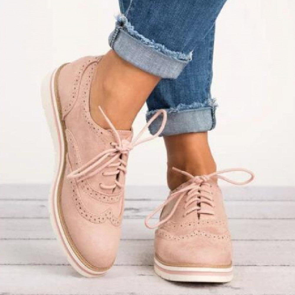 Women’s Retro British Style Casual Oxford Sneakers Flat Shoes