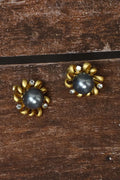 Elegant Golden White AD brass earrings, perfect for party wear.