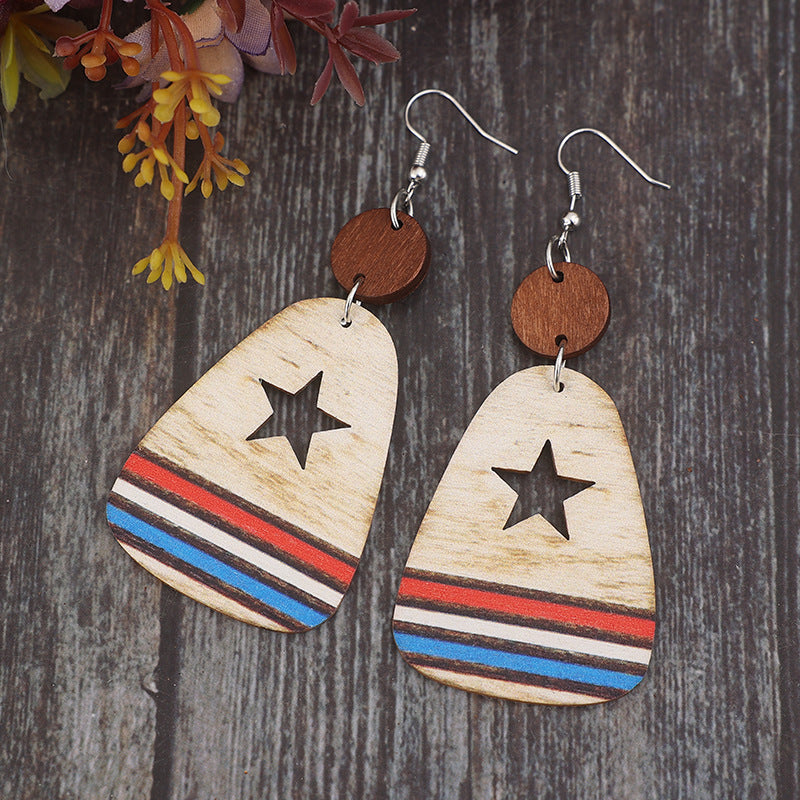 Patriotic Star & Stripe Dangle Earrings