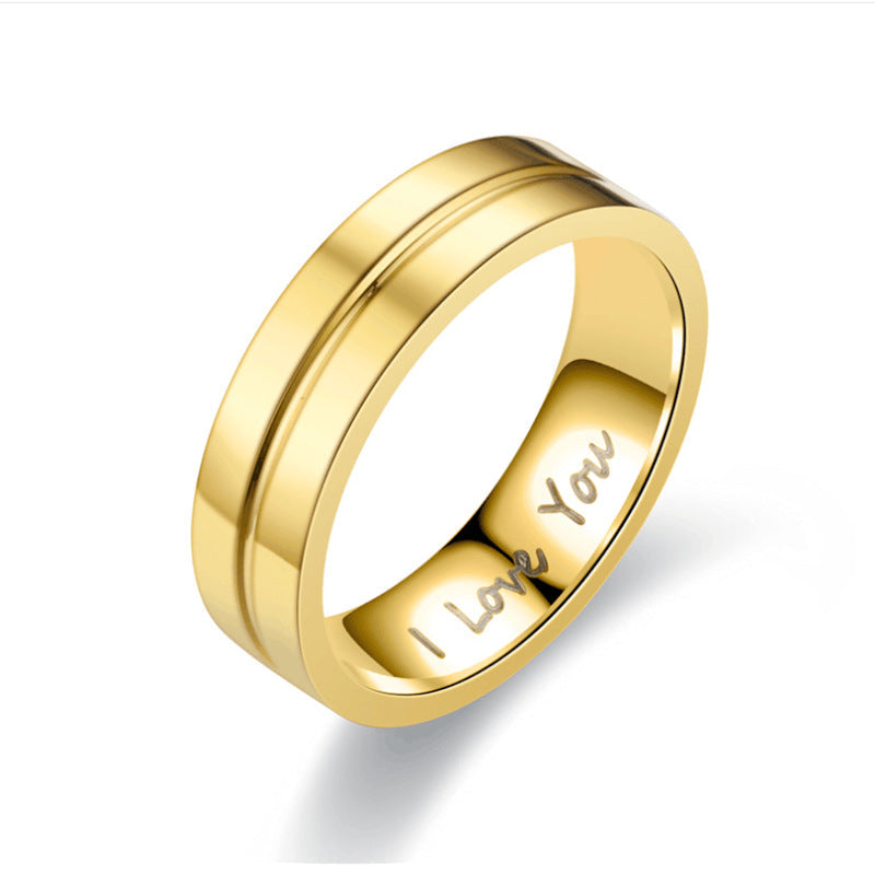 U-Shaped Stainless Steel Couple Ring with Diamond-Studded Accents