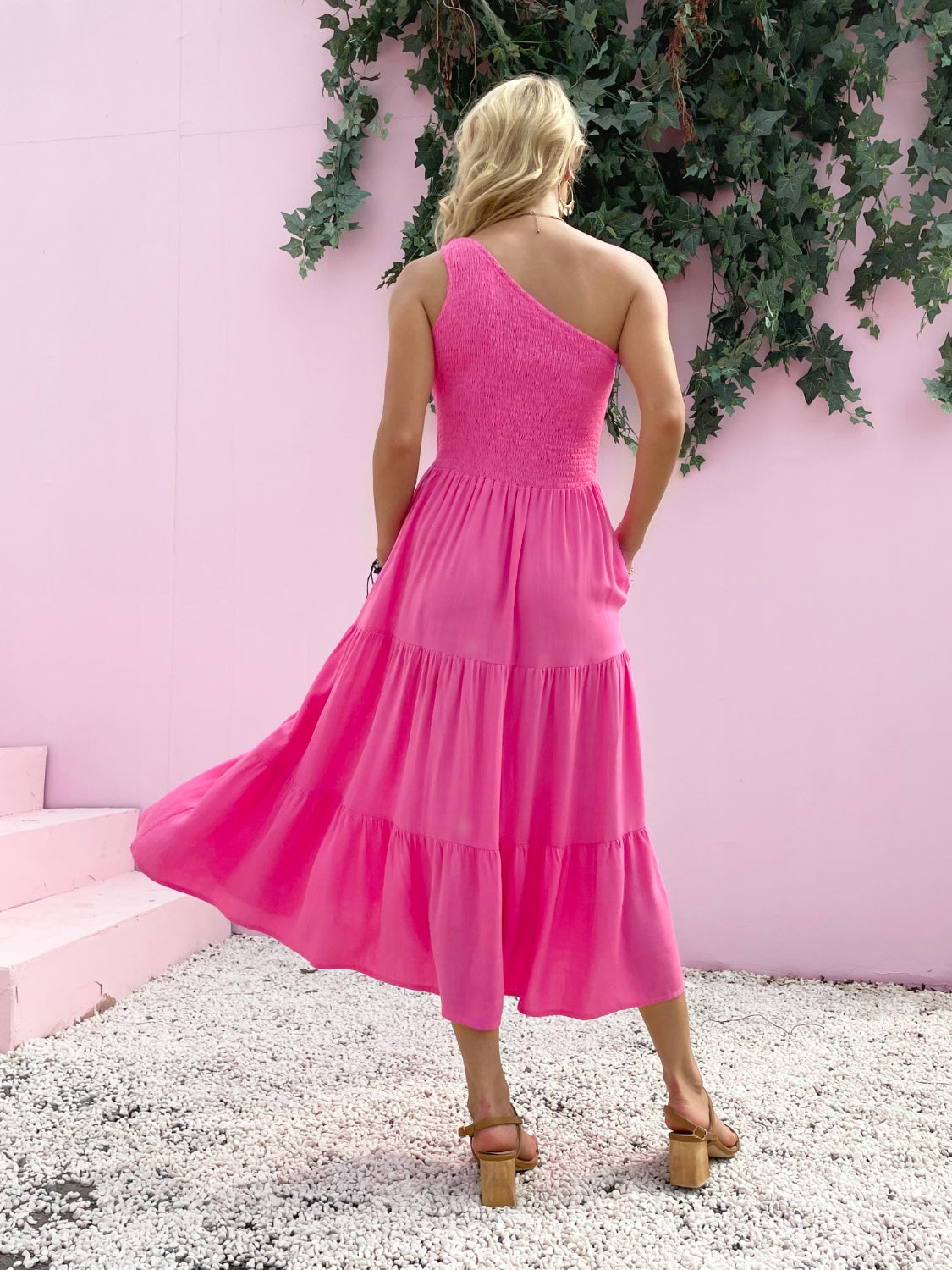 Smocked One-Shoulder Mini Dress: Sleeveless Summer Beach Dress