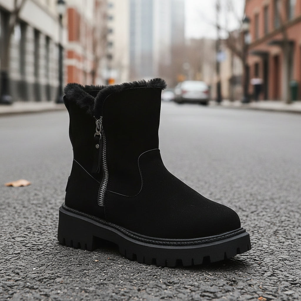 Women’s Plush Lined Waterproof Winter Boots with Lug Sole