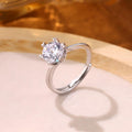 Simple And Versatile 2-Carat Designer Elegant Twisted-Style Six-Prong Ring For Women