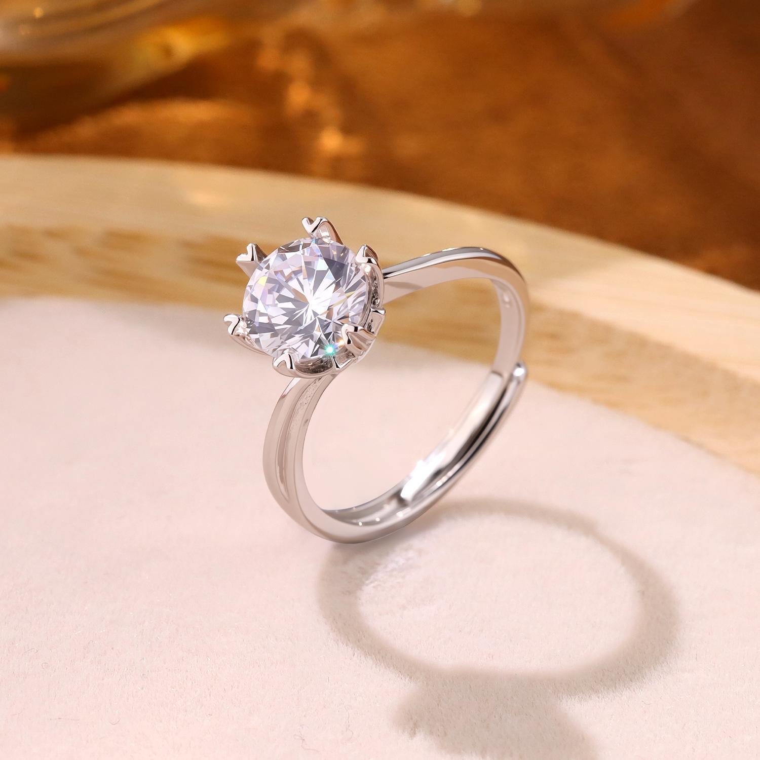 Simple And Versatile 2-Carat Designer Elegant Twisted-Style Six-Prong Ring For Women
