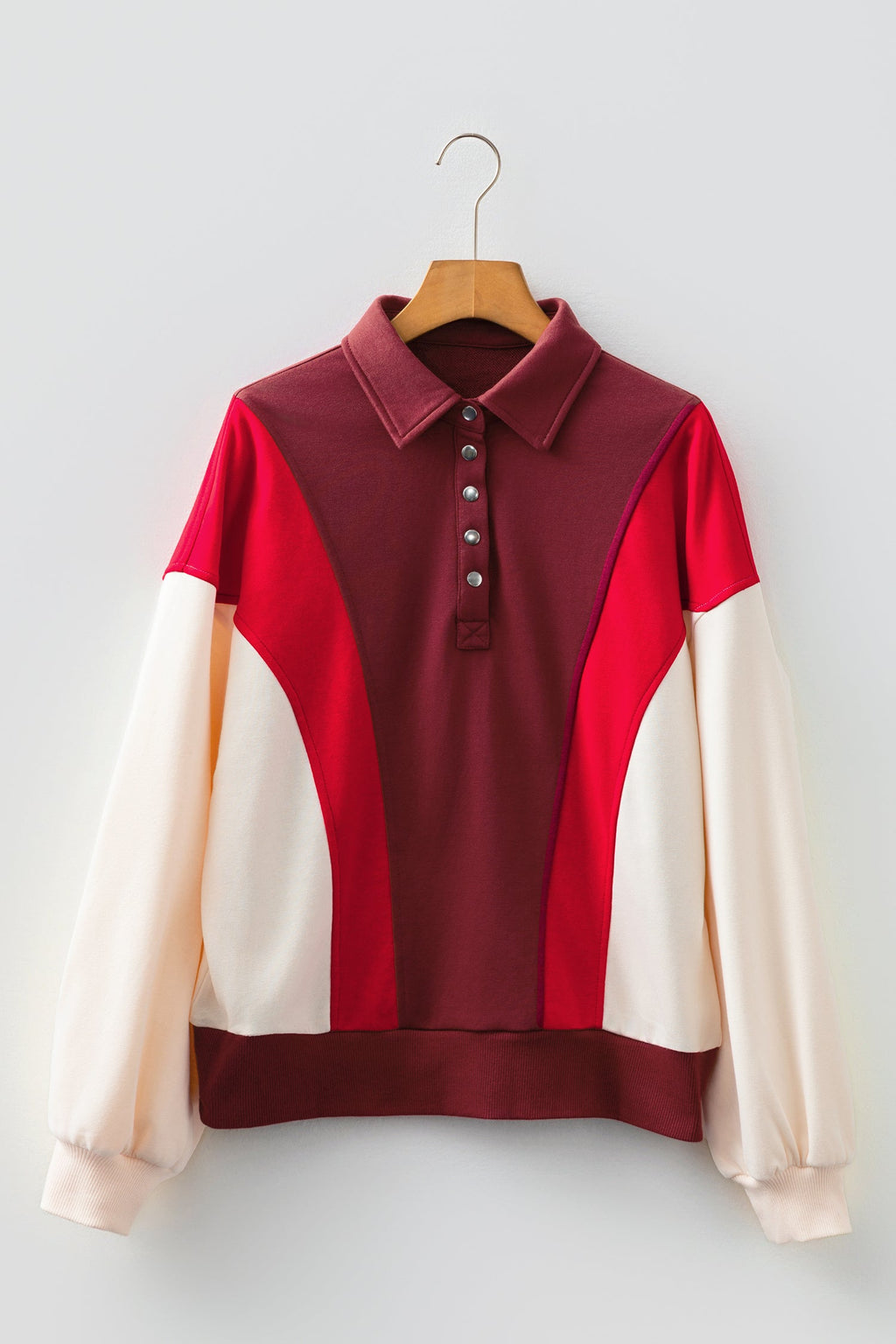 Whitley Patchwork Oversize Hoodie with snap-button detail