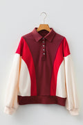 Whitley Patchwork Oversize Hoodie with snap-button detail