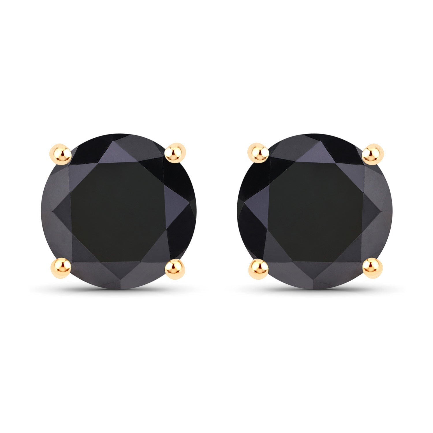 4.12 Carat Genuine Black Diamond 14K Yellow Gold Earrings