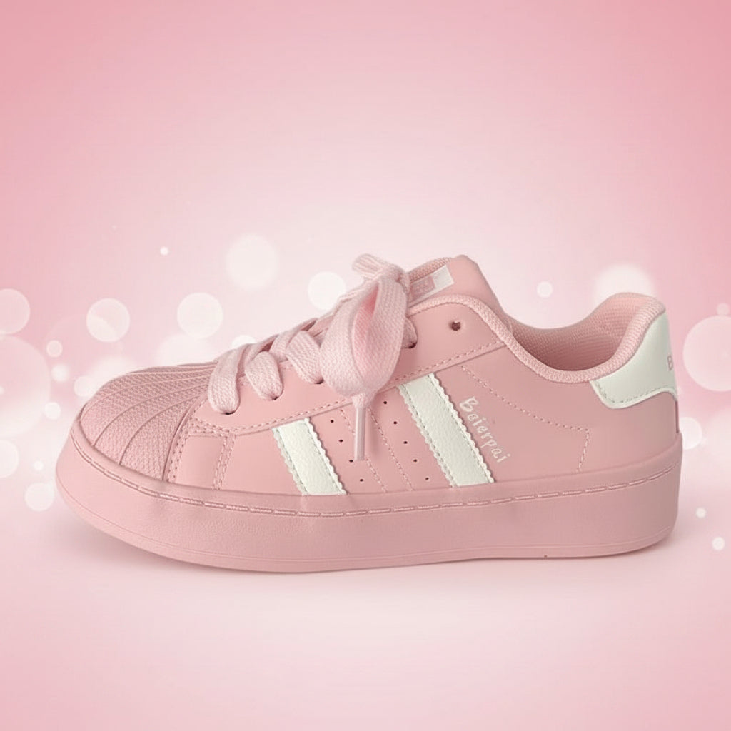 Women's Shell Toe Casual Sneakers Low-Top Lace-Up Trainers - Image 2