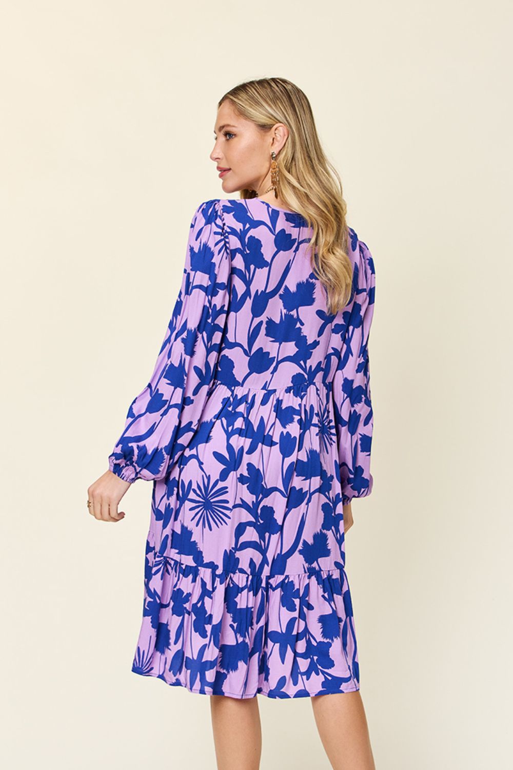 Printed Ruffle Hem Dress with Functional Pockets