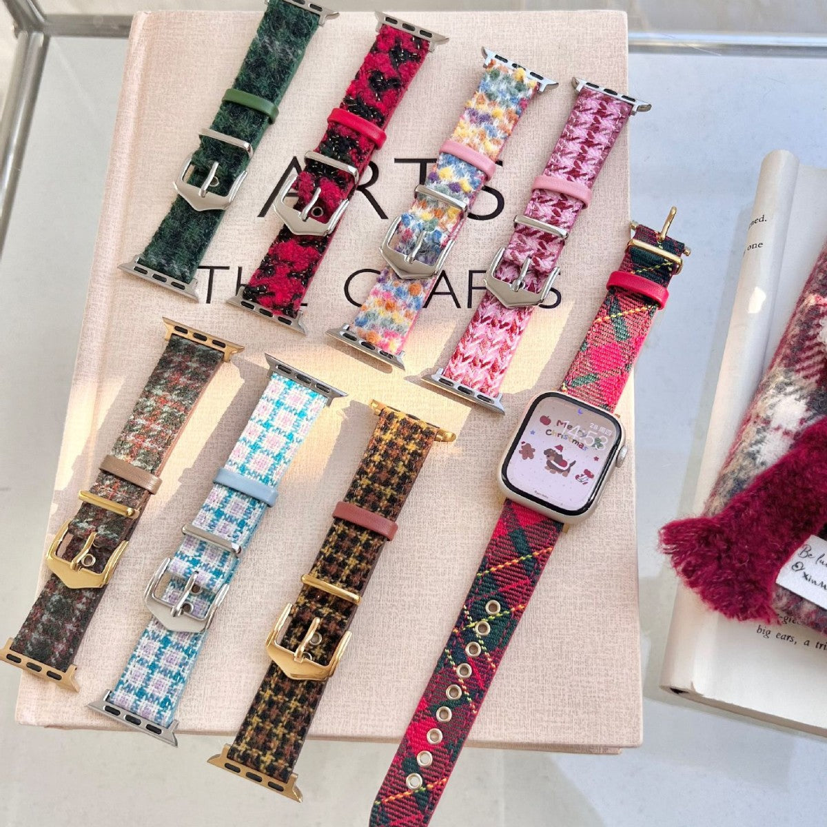 Christmas-themed Wool And Leather Watch Strap Suitable For