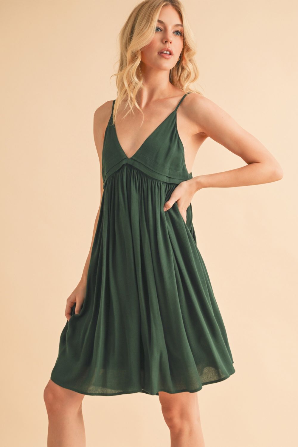 Ruched Plunge Mini Cami Dress for Women – Chic Night Out Style