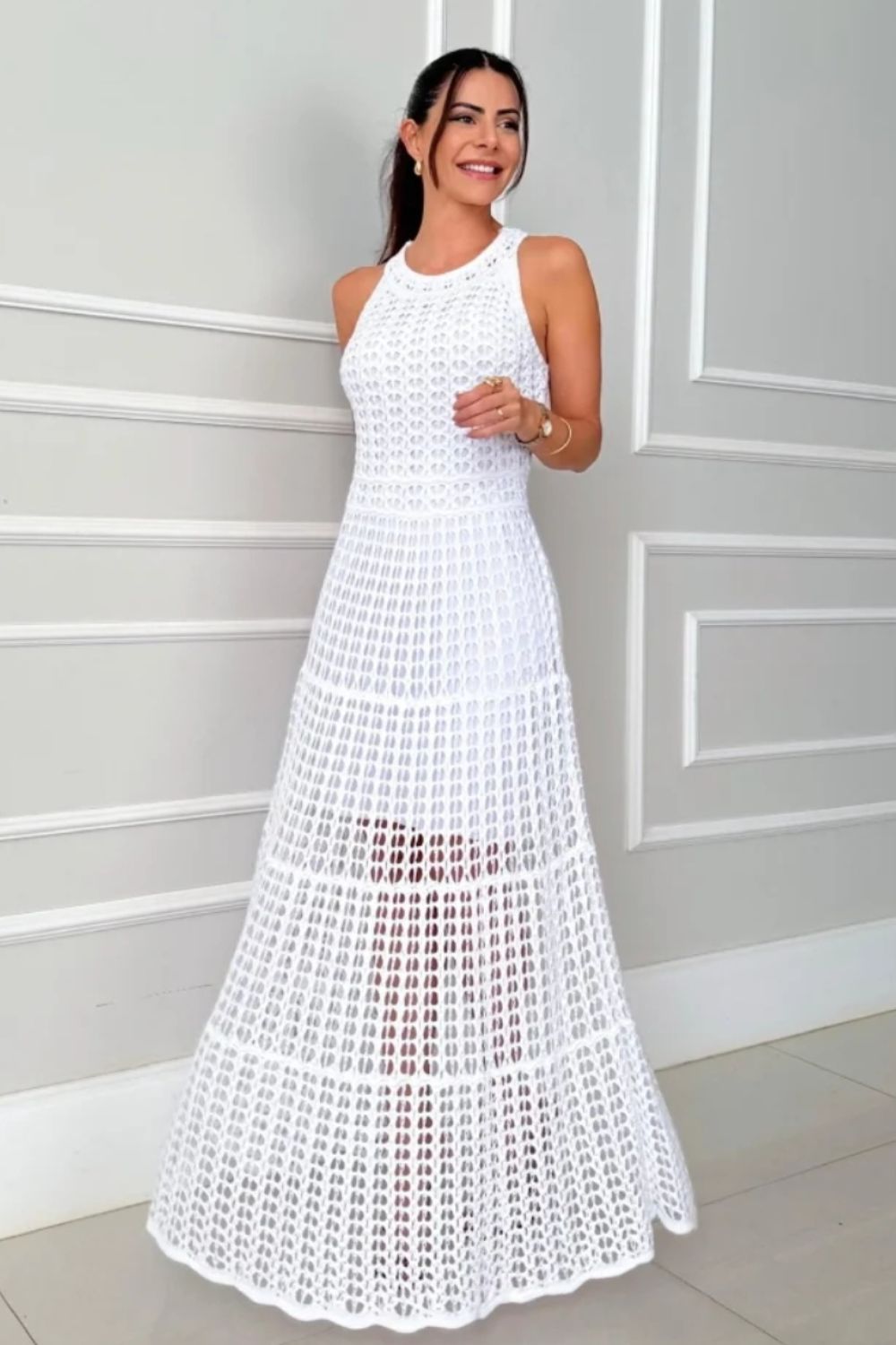 Sleeveless Cutout Maxi Dress Flowy Bohemian Summer Style