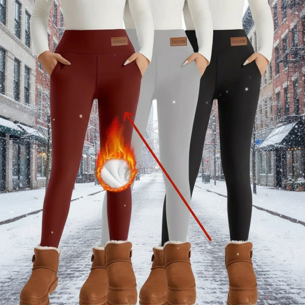 Women's High-Waist Fleece-Lined Thermal Winter Leggings - Image 9