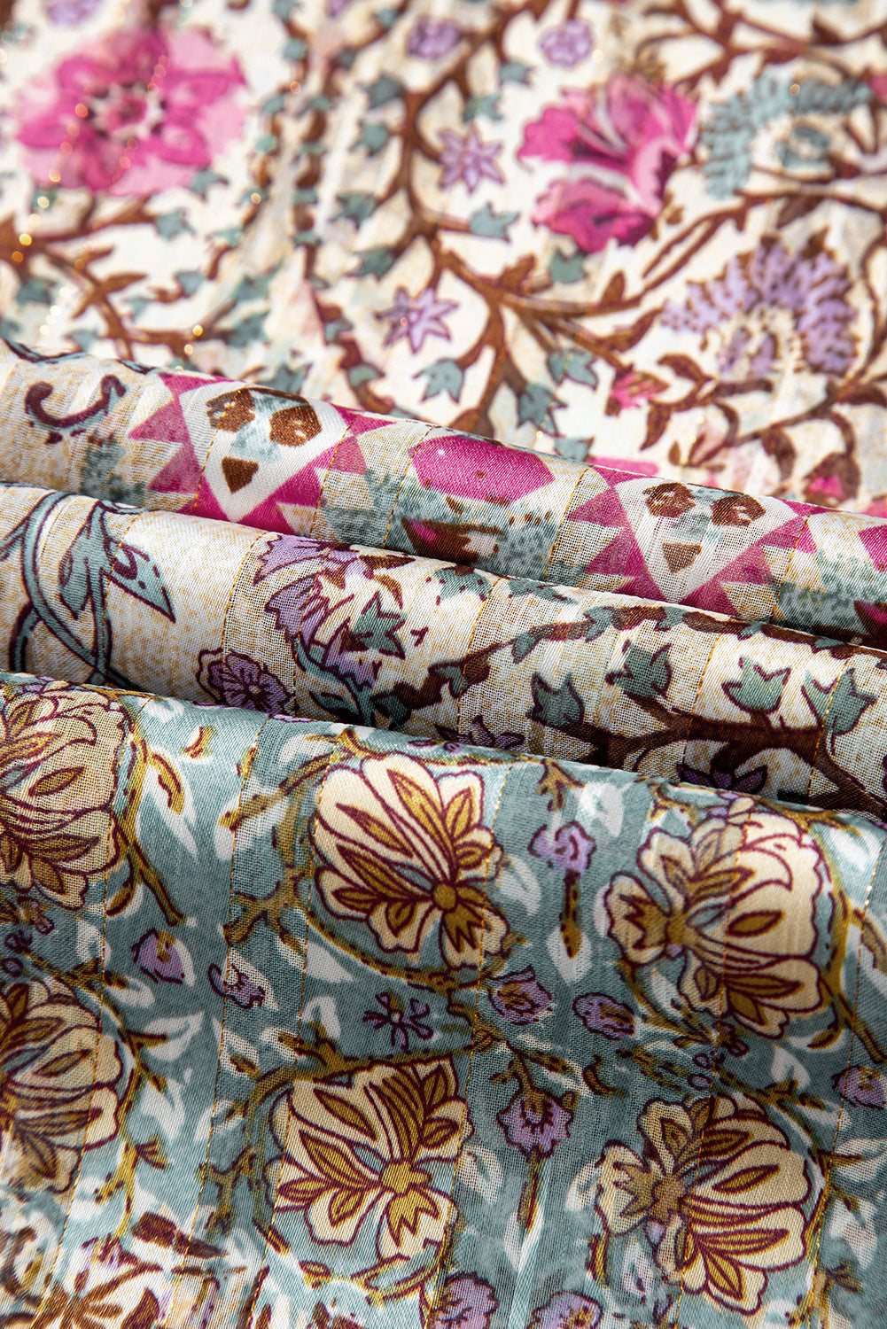 Apricot Floral Print Short Wide Sleeve Open Front Loose Kimono