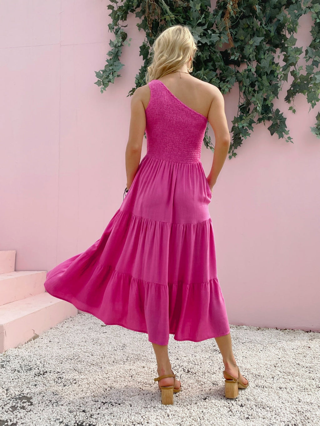 Smocked One-Shoulder Mini Dress: Sleeveless Summer Beach Dress
