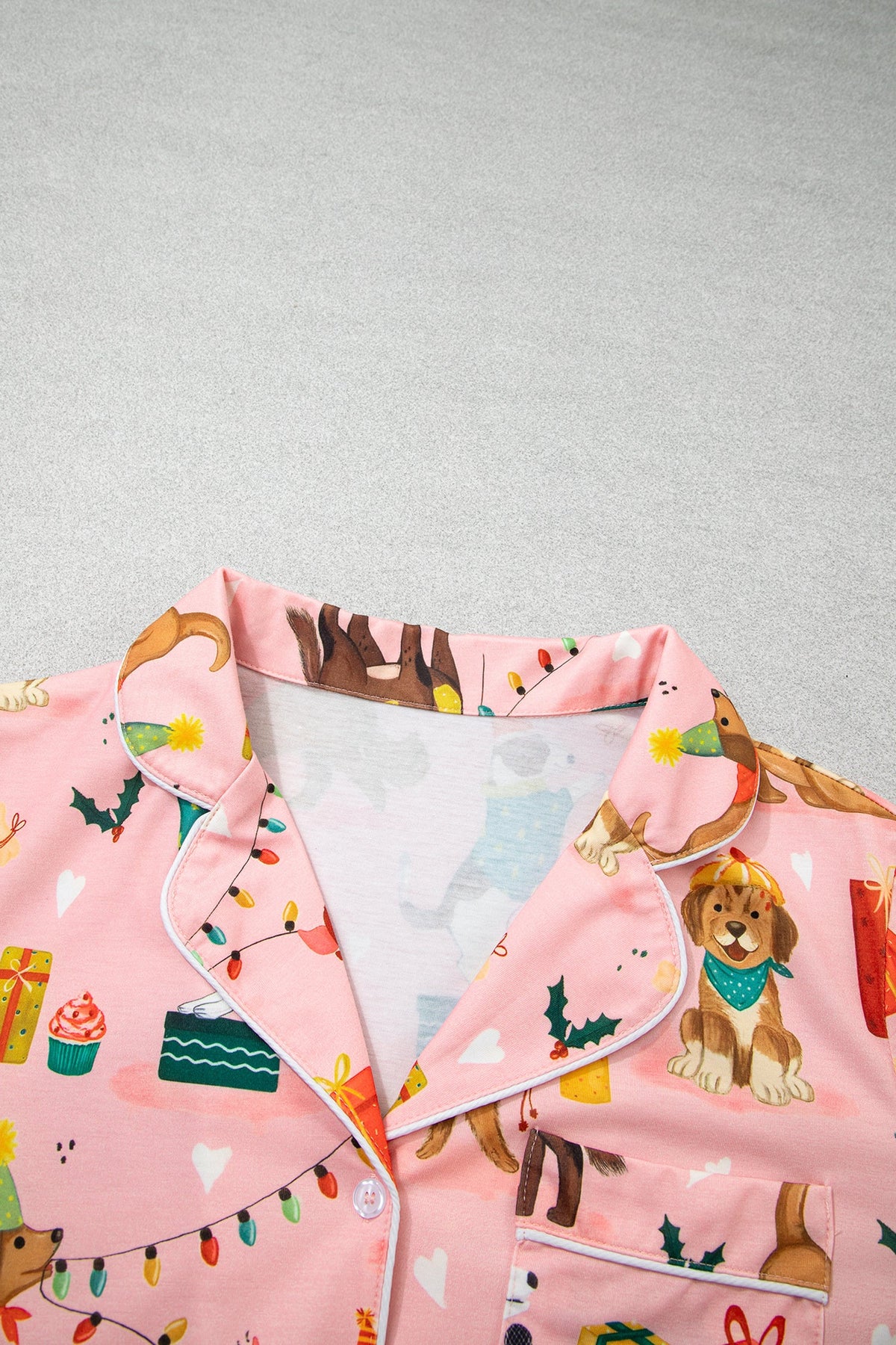 Christmas Dog Collared Top & Pants Pajama Set