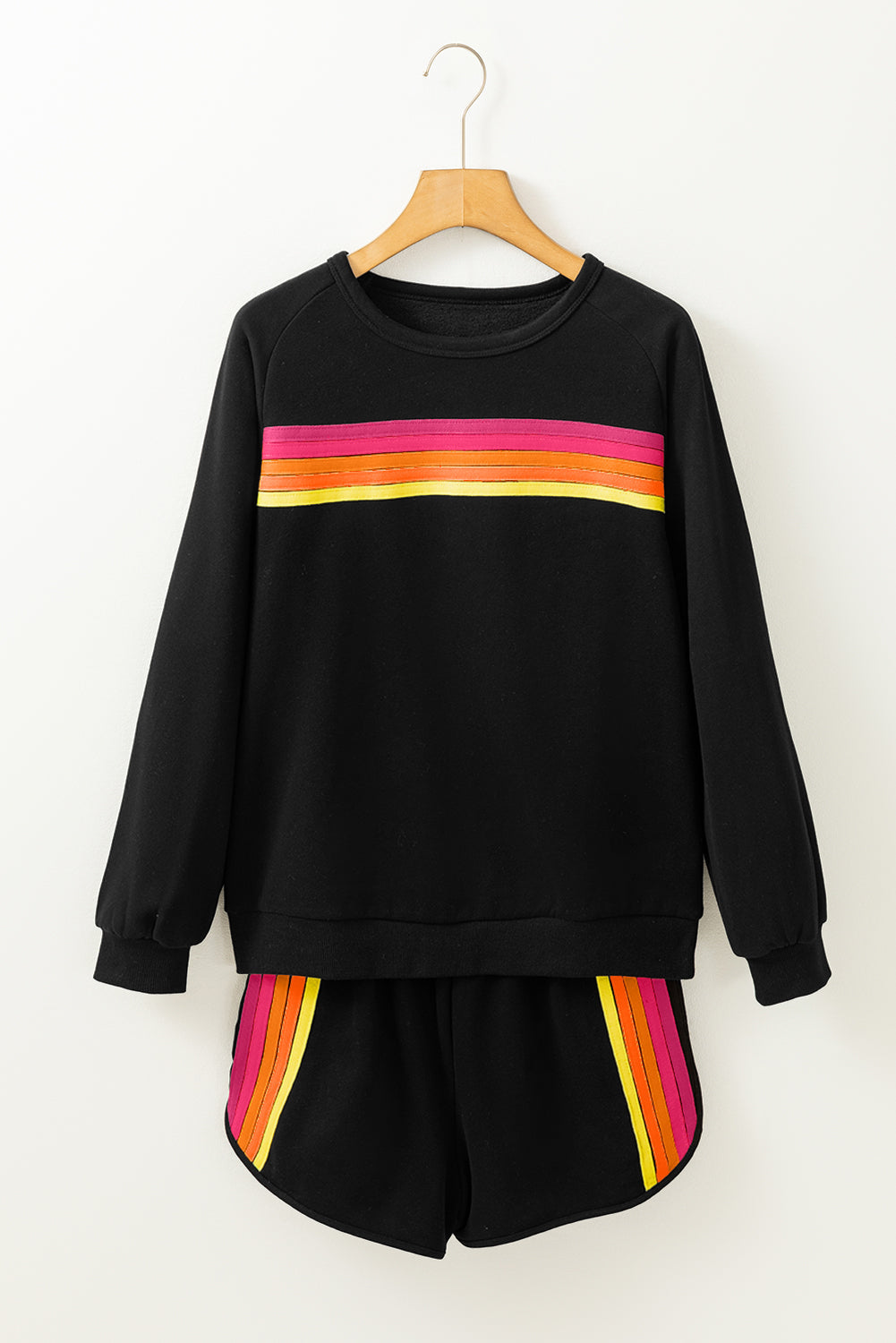 Colorblock Stripe Pullover and Shorts Set