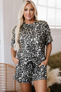 Magdalena CheetahCasual Tee and Shorts Lounge Set