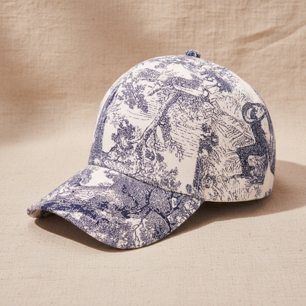 Floral Print Dome Crown Baseball Cap - Unisex Vintage Floral Hat