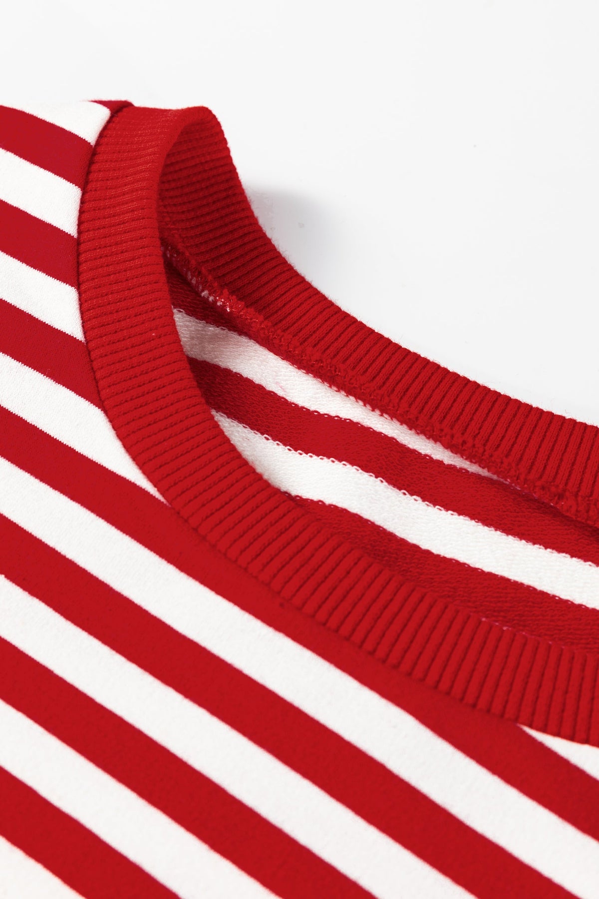Stripe Lace Trim 3/4 Sleeve Top