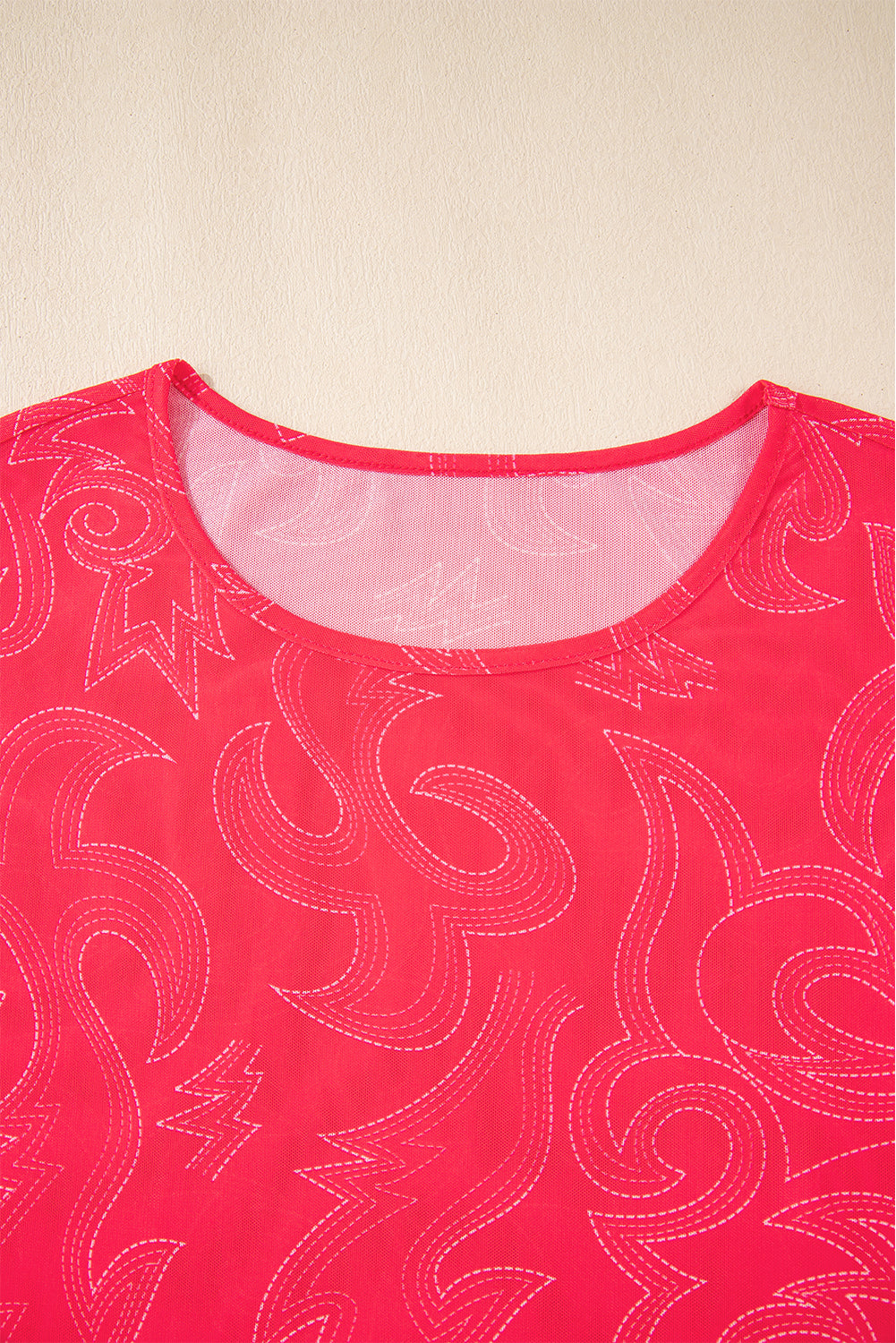 Red Western Girls Mesh T-Shirt | Breathable Kids Tee