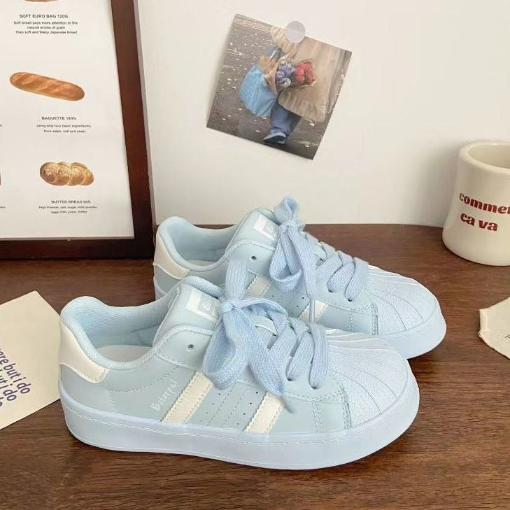 Women's Shell Toe Casual Sneakers Low-Top Lace-Up Trainers - Image 3