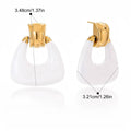18K Gold Lightweight Enamel Stud Earrings Textured Luxury