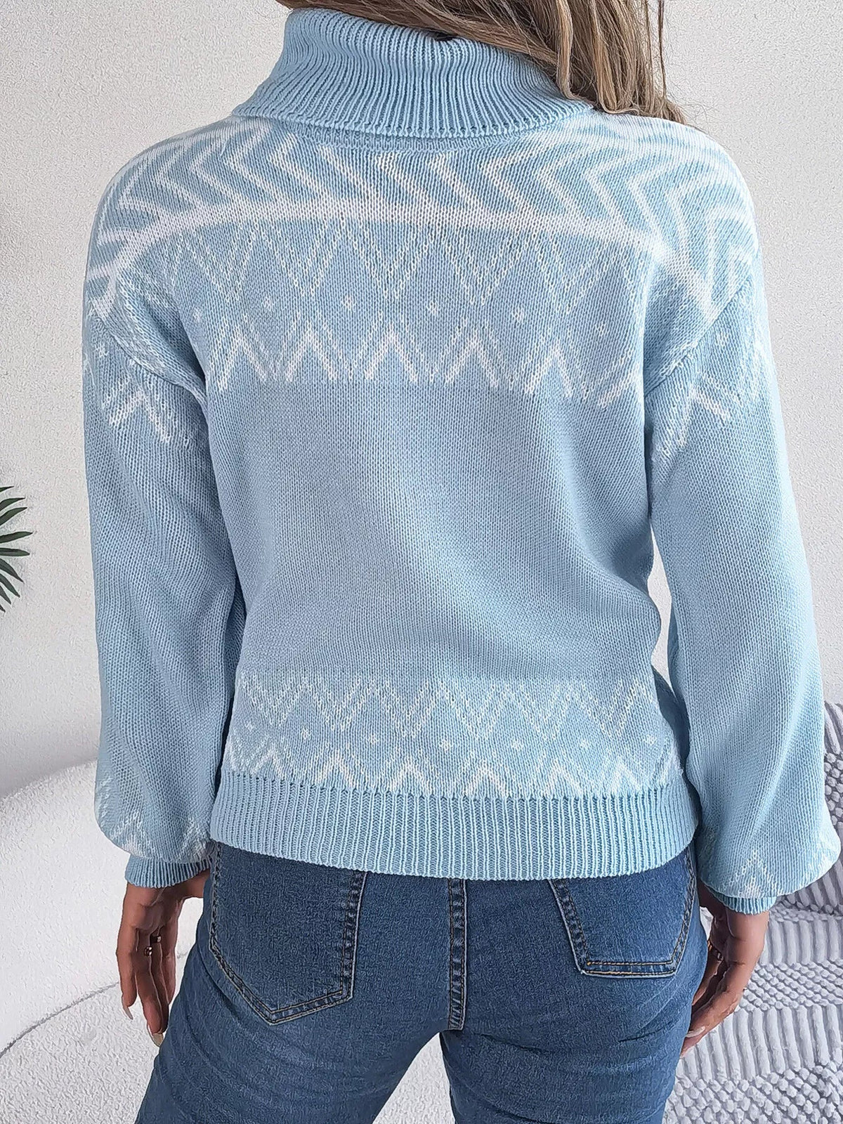 Turtleneck Dropped Shoulder Sweater
