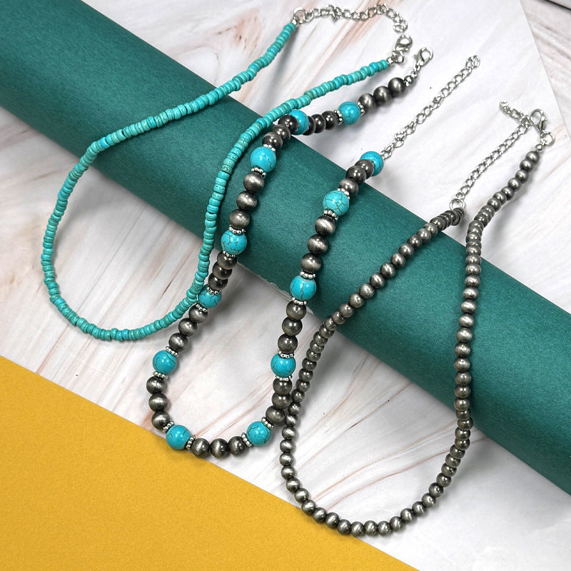 Navajo-style Turquoise Necklace For Women