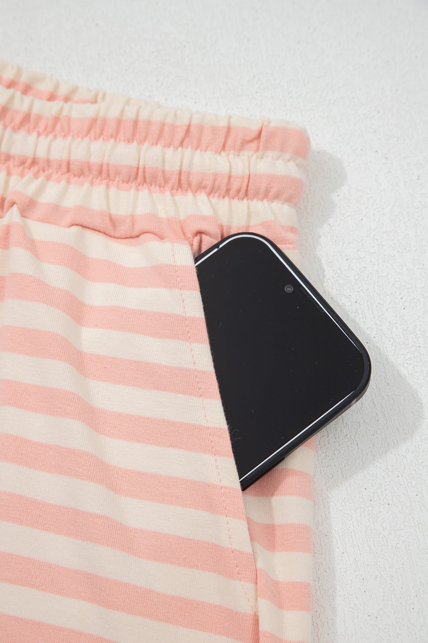 Adelina Stripe Contrast Loose Tee and Matching Shorts Summer Set