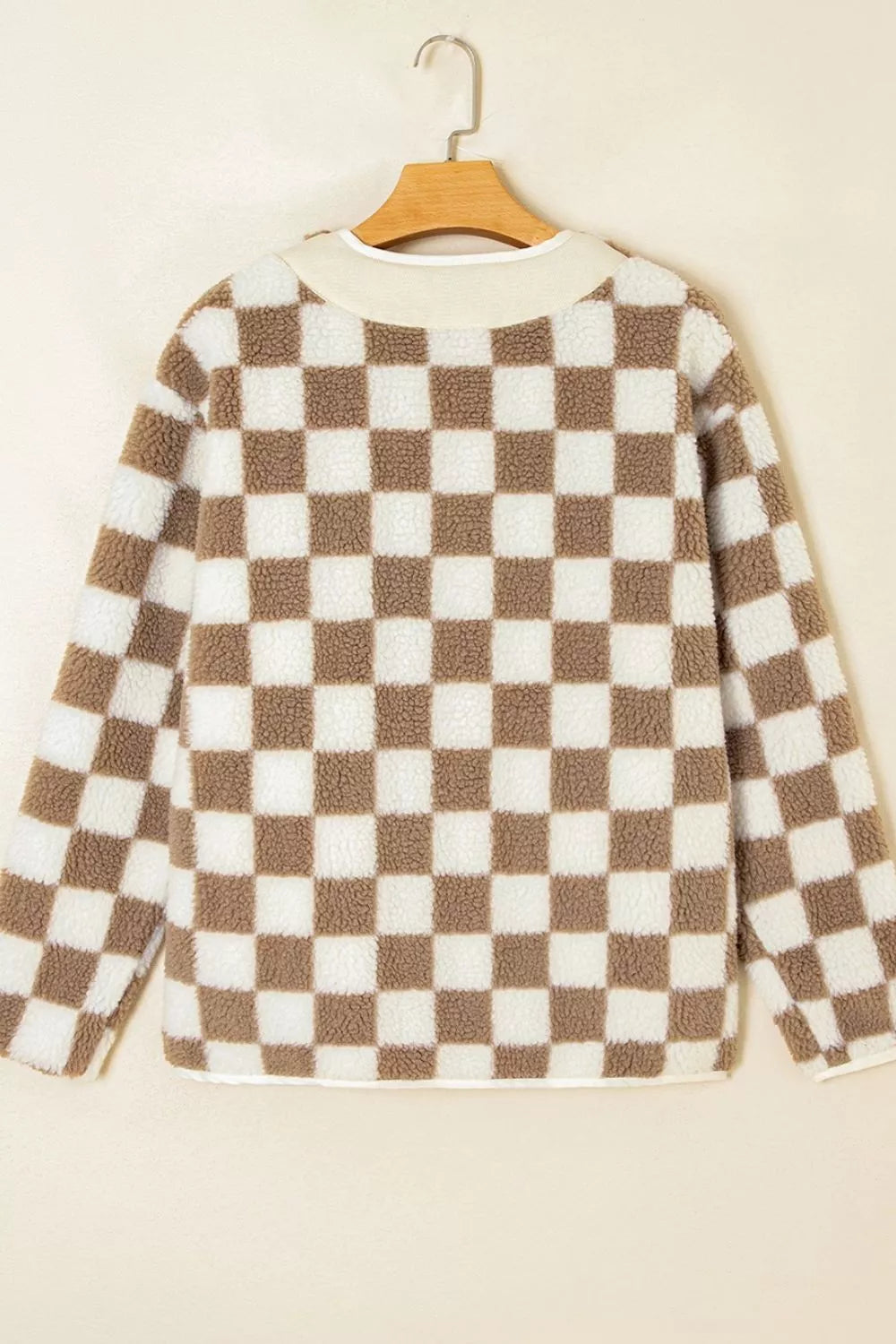 Checkered Sherpa Oversized Button Up Jacket