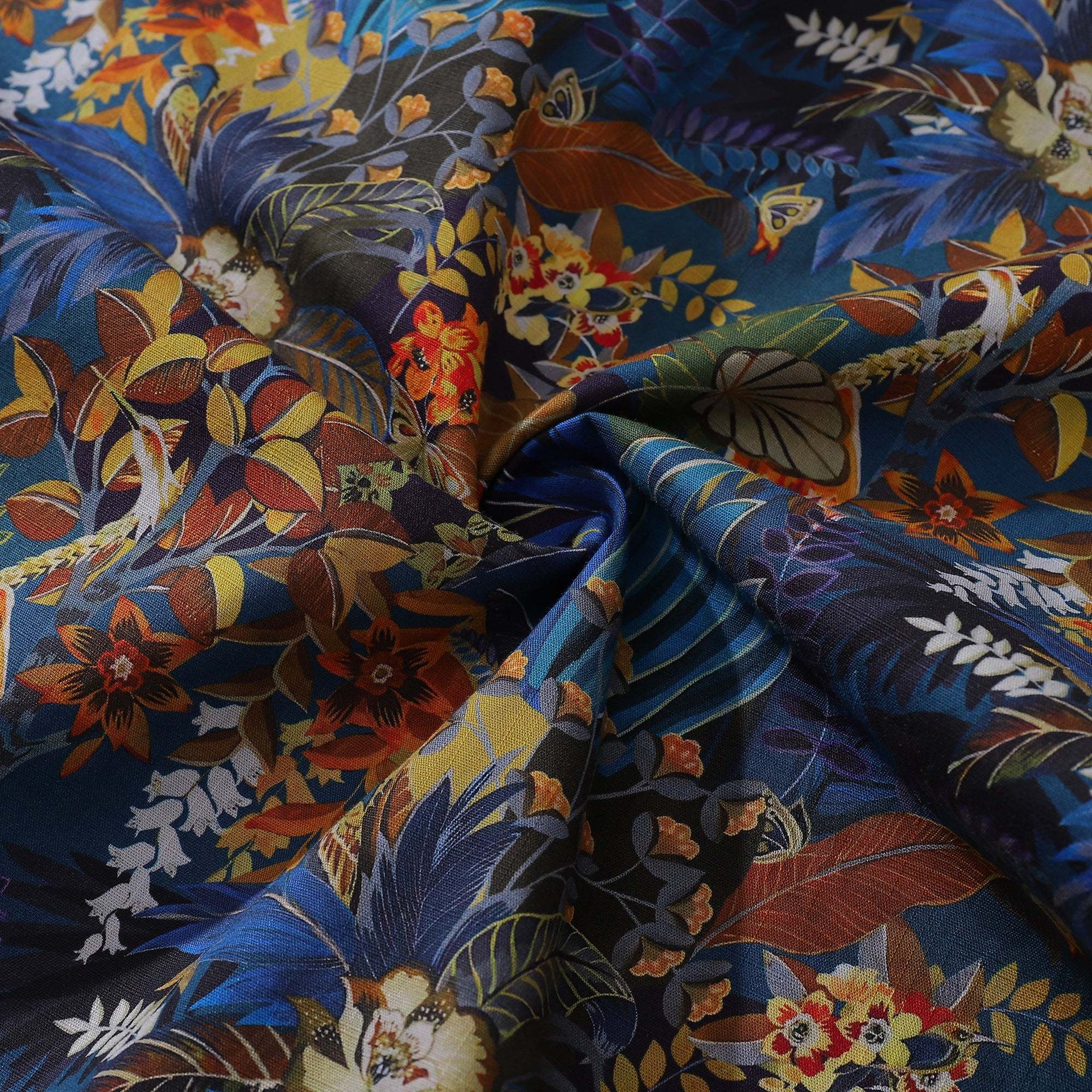 Men's Floral Insect Print Hawaiian Shirt 100% Cotton Casual