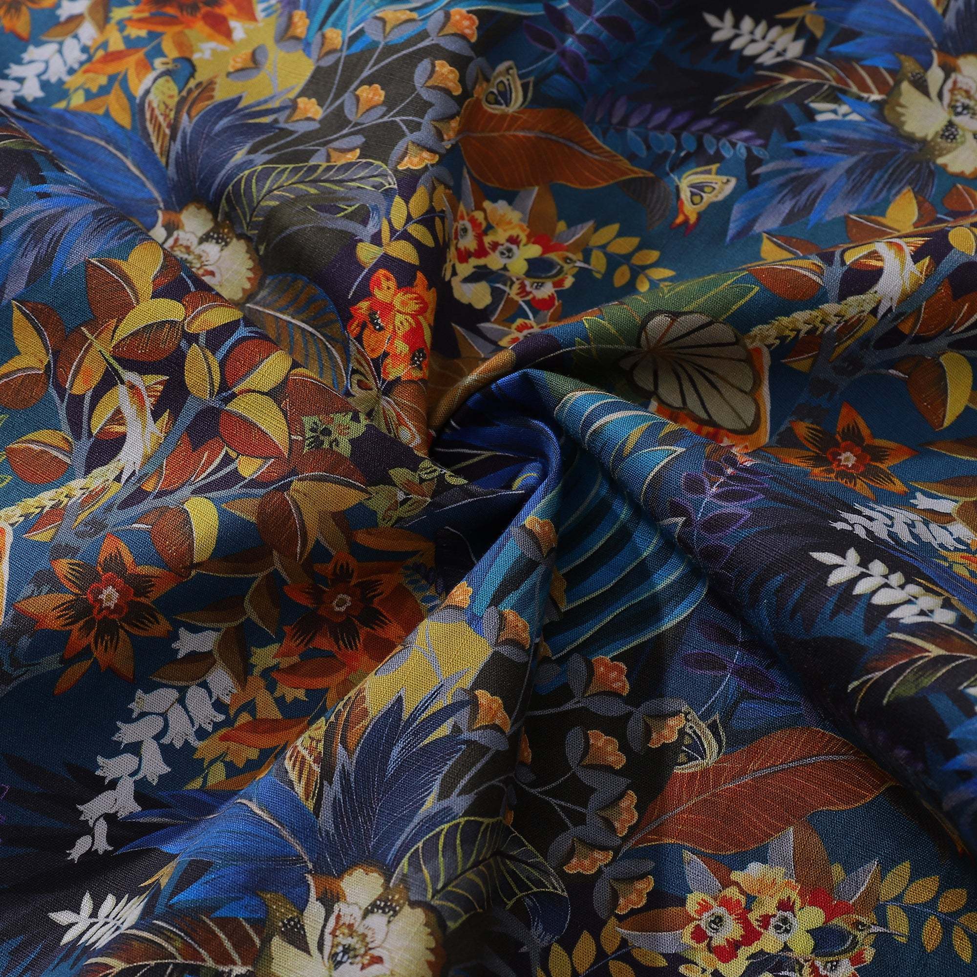 Men's Floral Insect Print Hawaiian Shirt 100% Cotton Casual