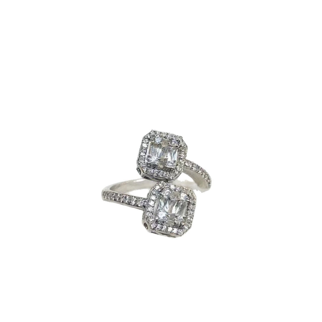 Modern Minimalist Geometric Ring with Zircon, Light Luxury