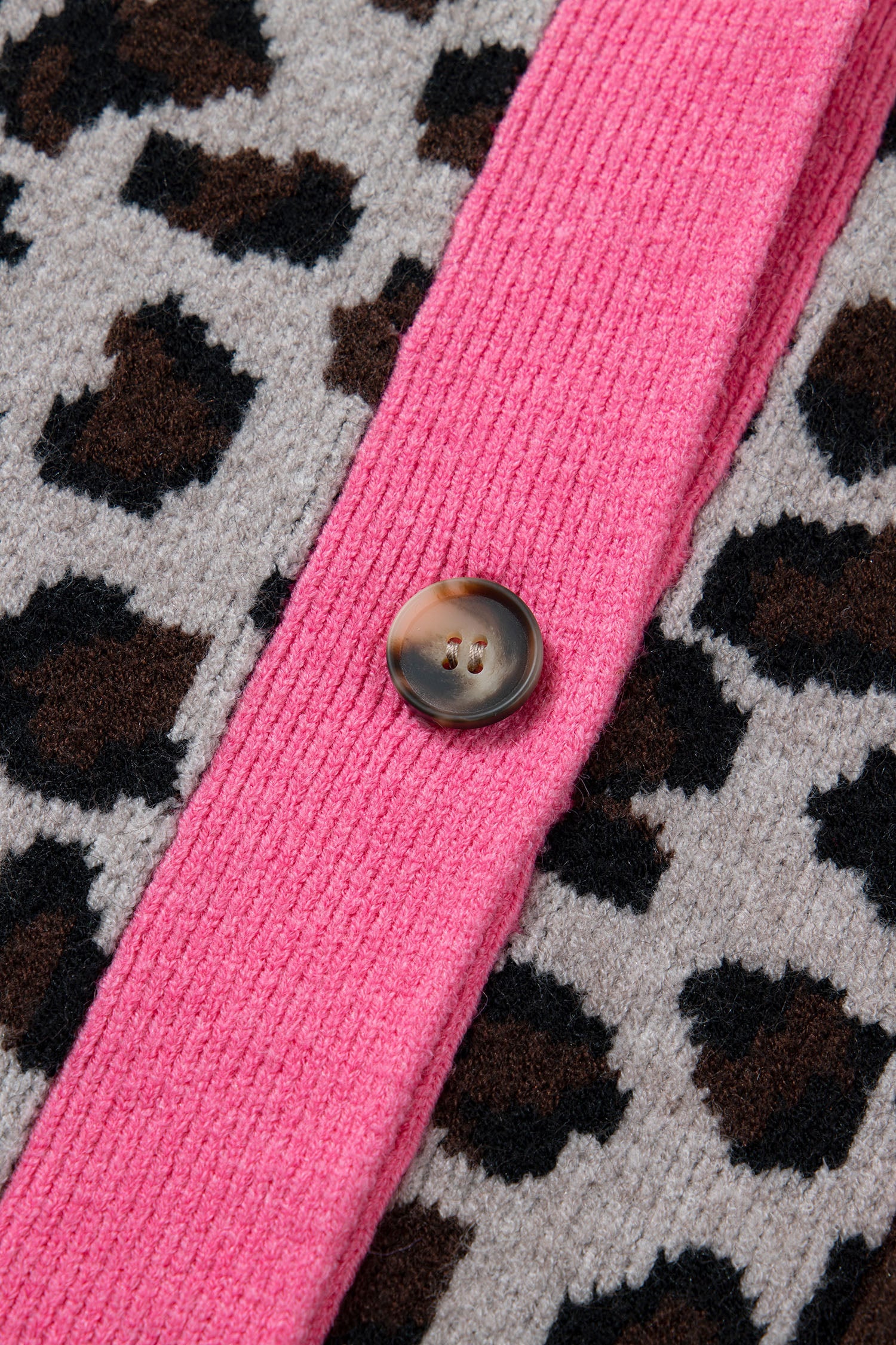 Colorblock Leopard Print Oversize Cardigan