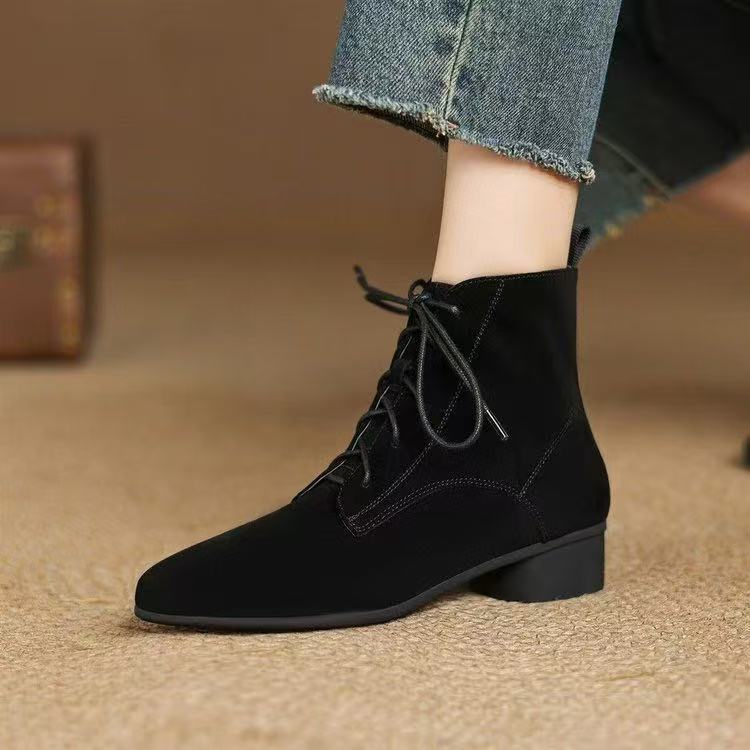 Maillard Matte Pointed Low-Heel Ankle Boots Women
