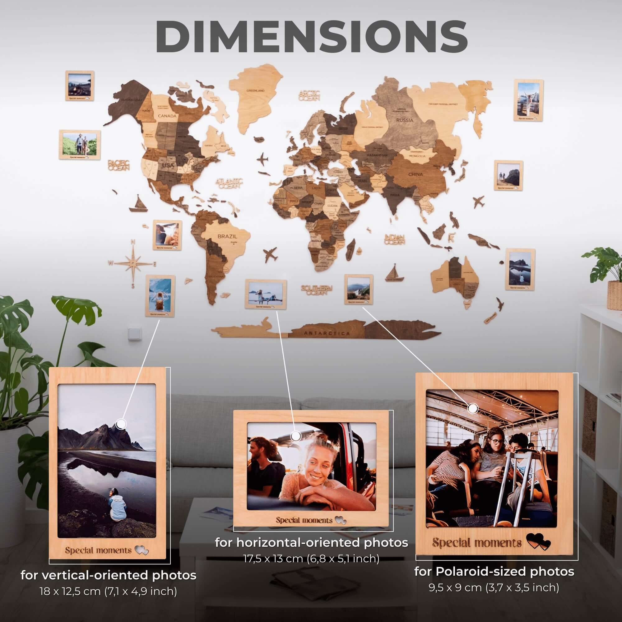 Travel-Inspired 4-Piece Wall Decor Set: Frames, Pins, and Flags