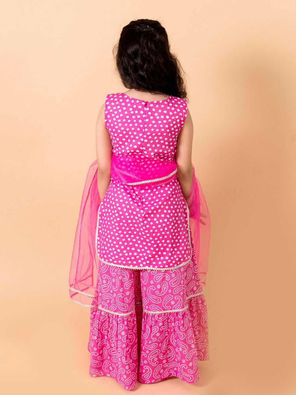 Girl's Pink 100% Cotton Sharara Set with Dupatta
