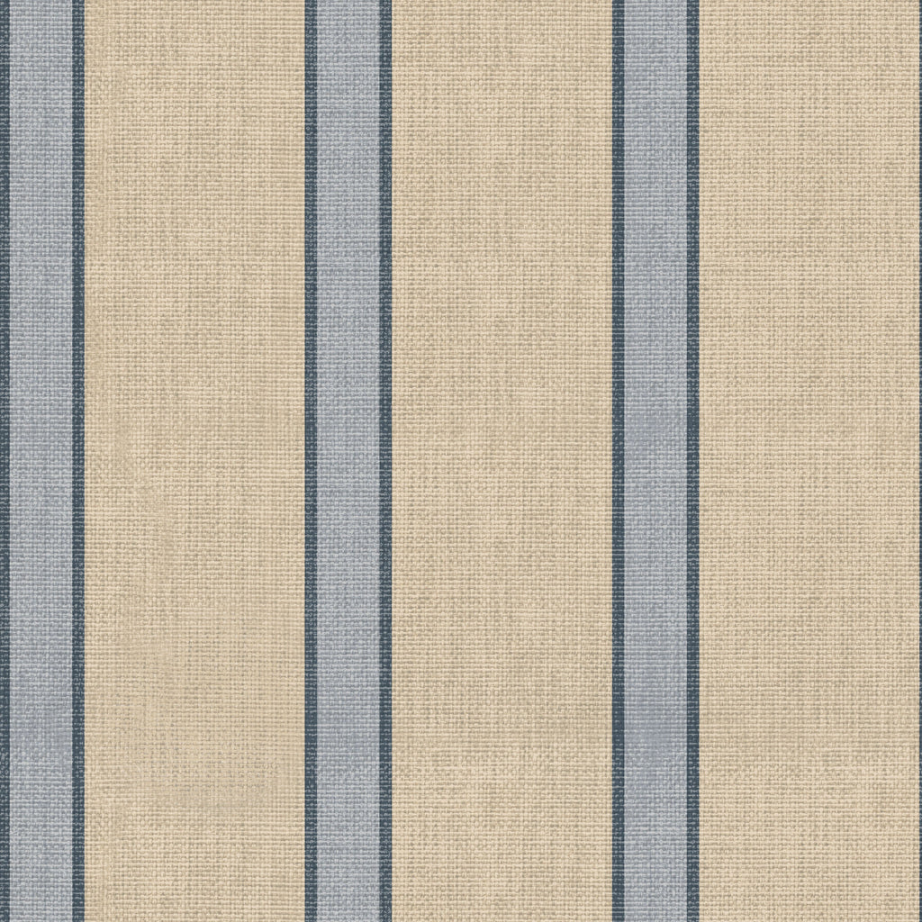 Lincoln Striped Wallpaper in Beige and Blue Coastal Style