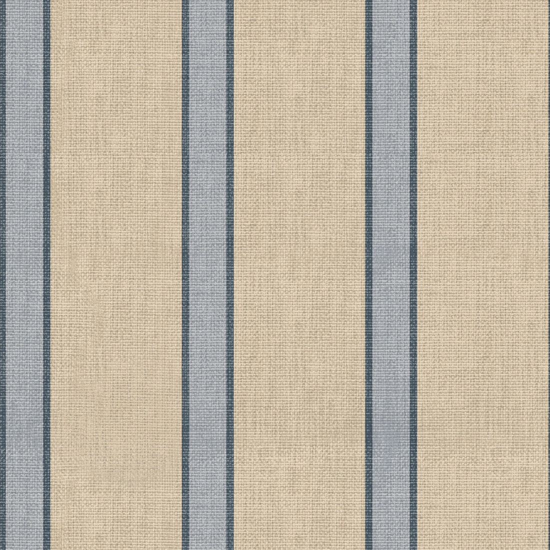 Lincoln Striped Wallpaper in Beige and Blue Coastal Style