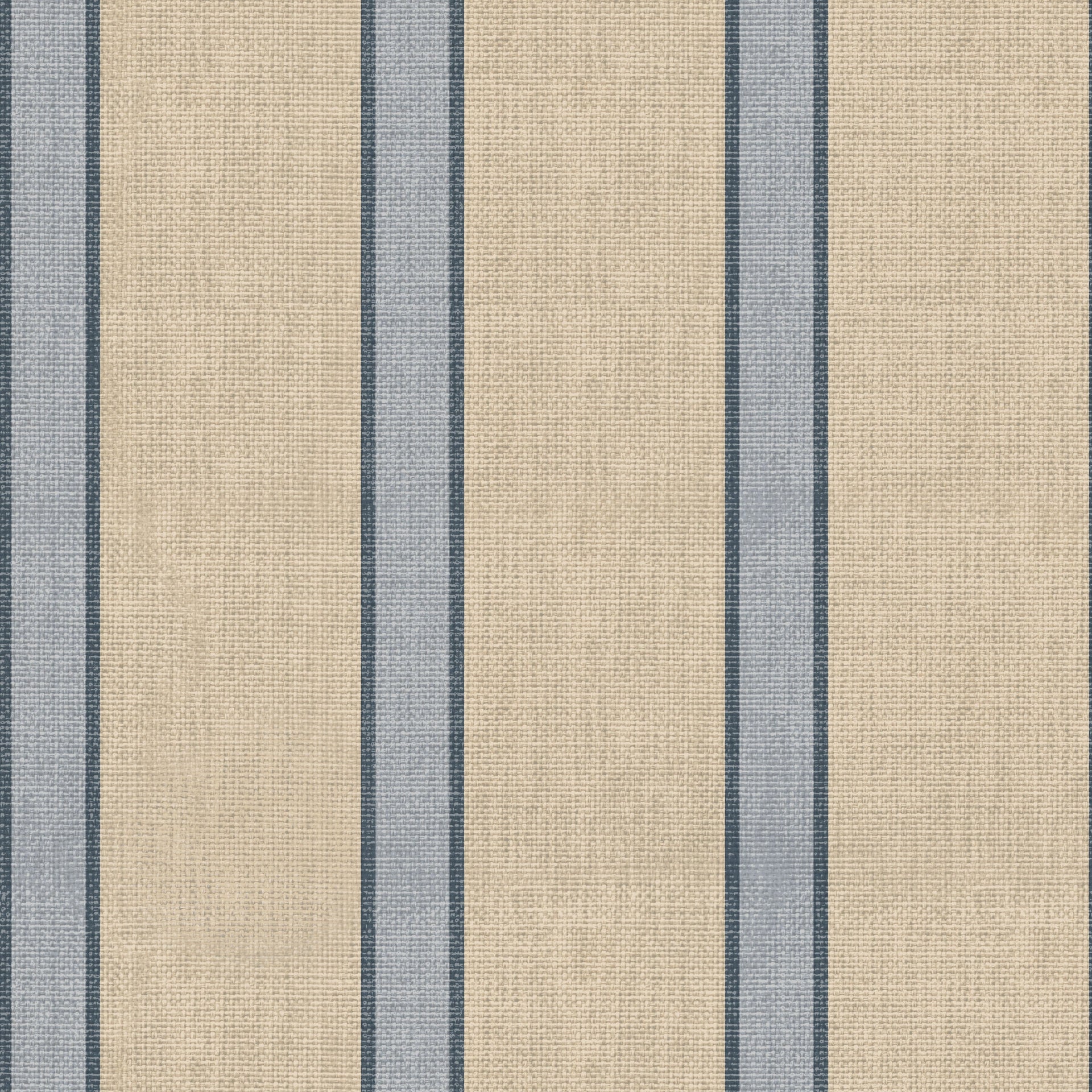 Lincoln Striped Wallpaper in Beige and Blue Coastal Style