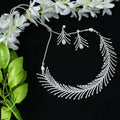 Silver-plated American Diamond choker with shimmering white stones