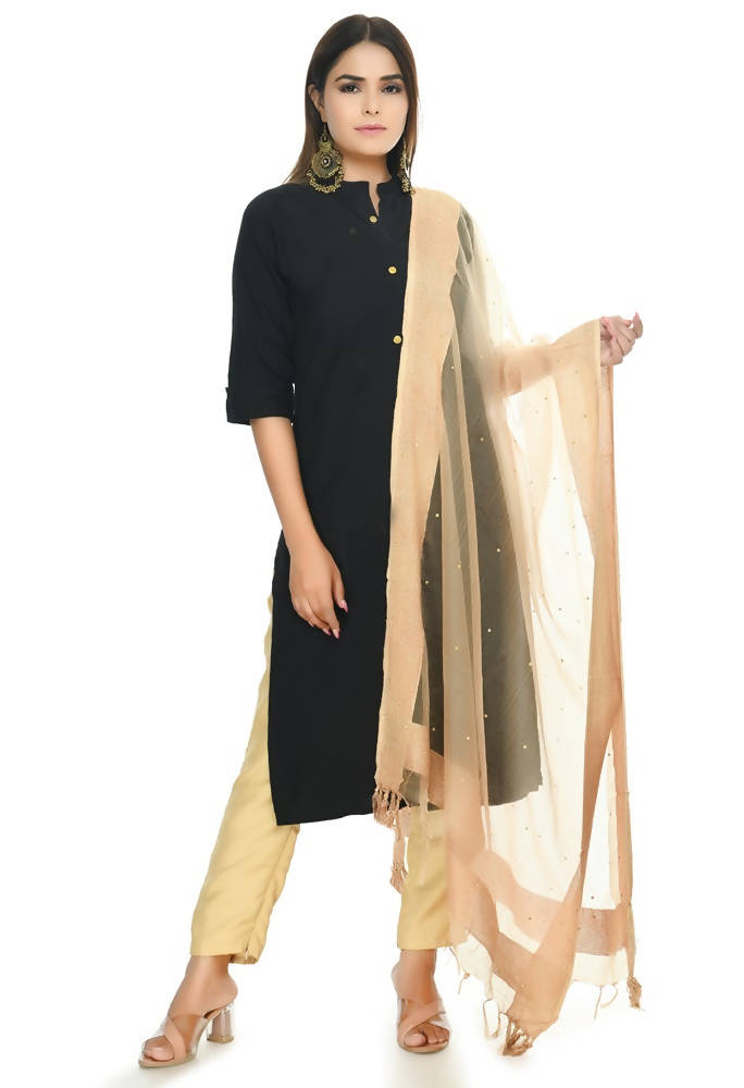 Golden Stone Work Organza Cotton Dupatta - Elegant Ethnic Drape