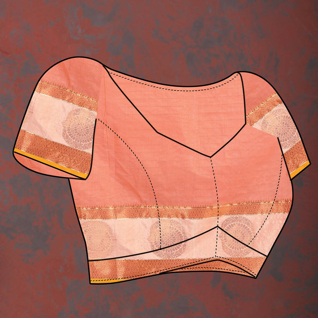 Peach Cotton Saree with Elegant Woven Zari Design