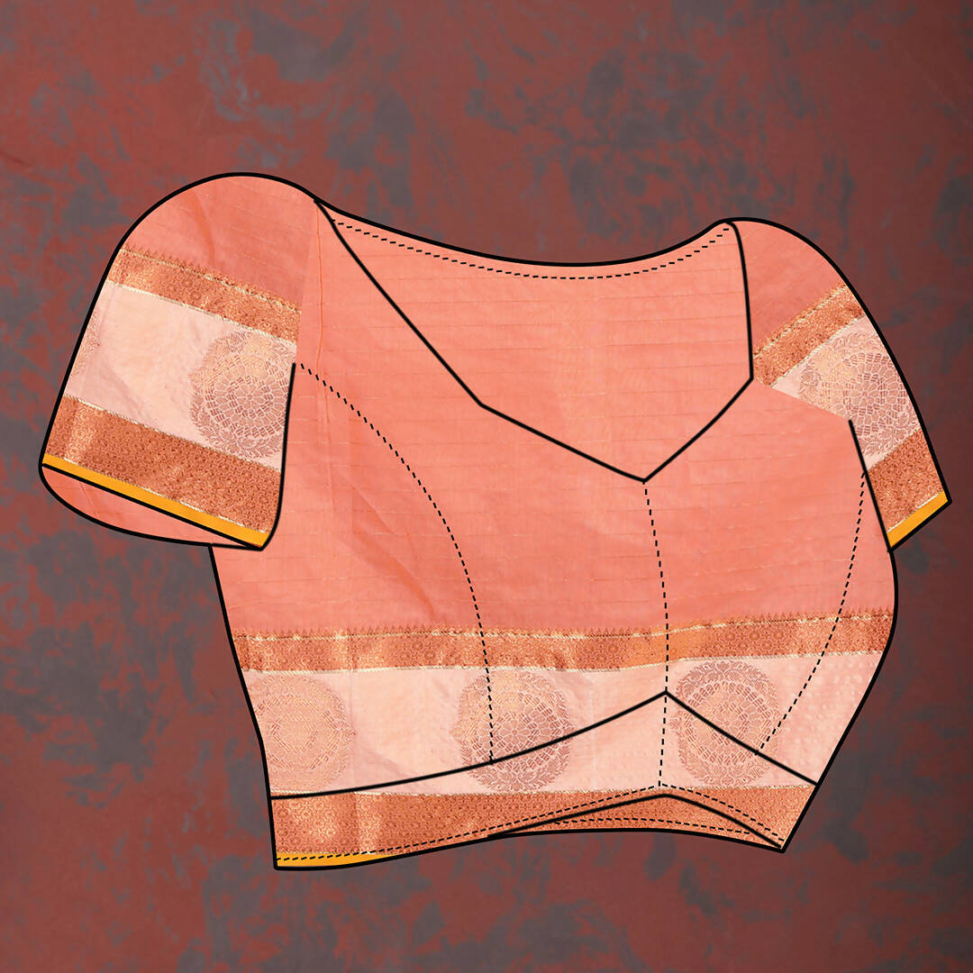 Peach Cotton Saree with Elegant Woven Zari Design