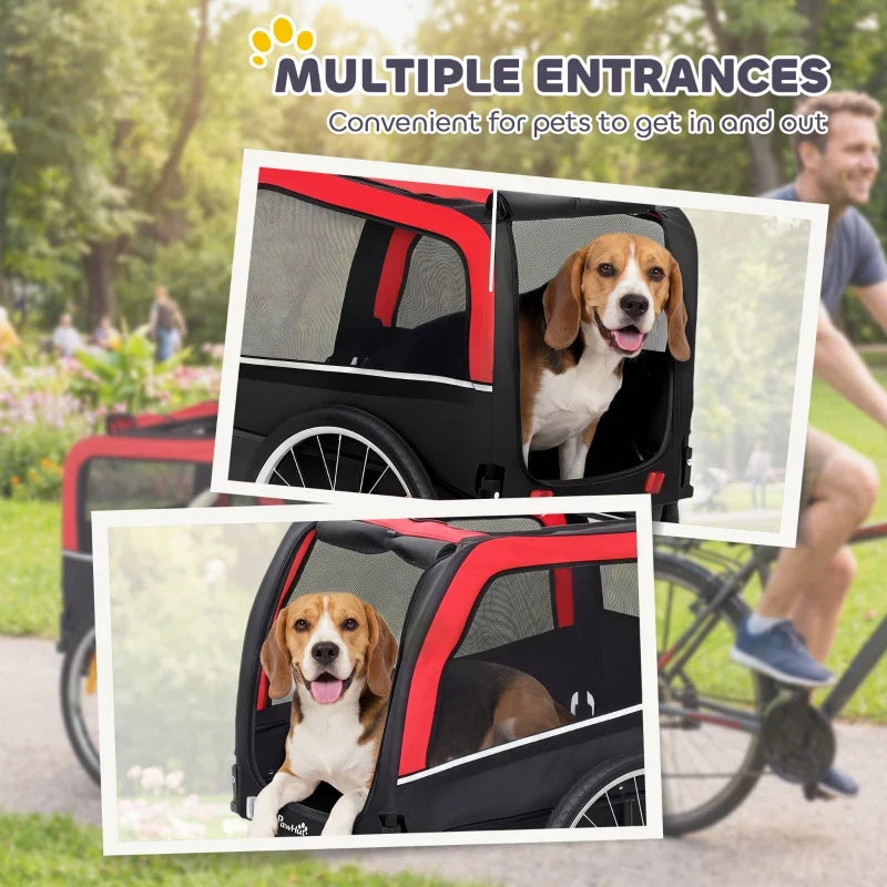 Dog Bike Trailer, Pet Cart Bicycle Carrier with 20" Air Tires, Quick-Release Wheels, Reflectors, Flag