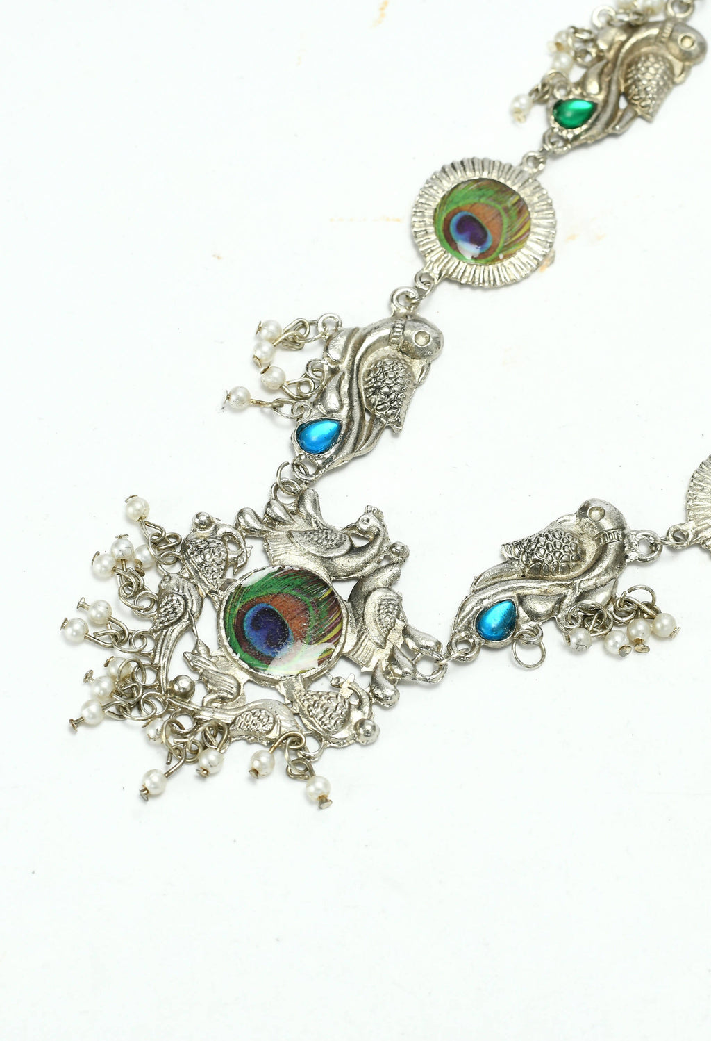 Oxidised Silver-Plated Brass Long Necklace for Women