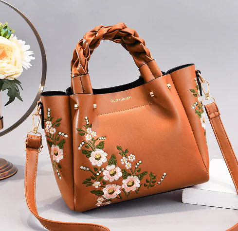 Women's Floral Handbag - Crossbody Shoulder Bag
